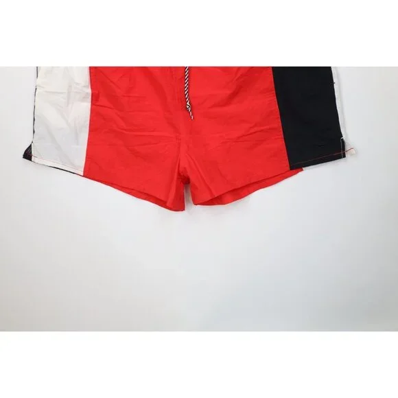 Deadstock Vintage 90s Streetwear Mens XL Sailing Color Block Lined Shorts Trunks